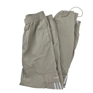 Adidas Mens Nylon Cargo Track Pants Tan Beige 3-Stripe Utility Joggers Large L